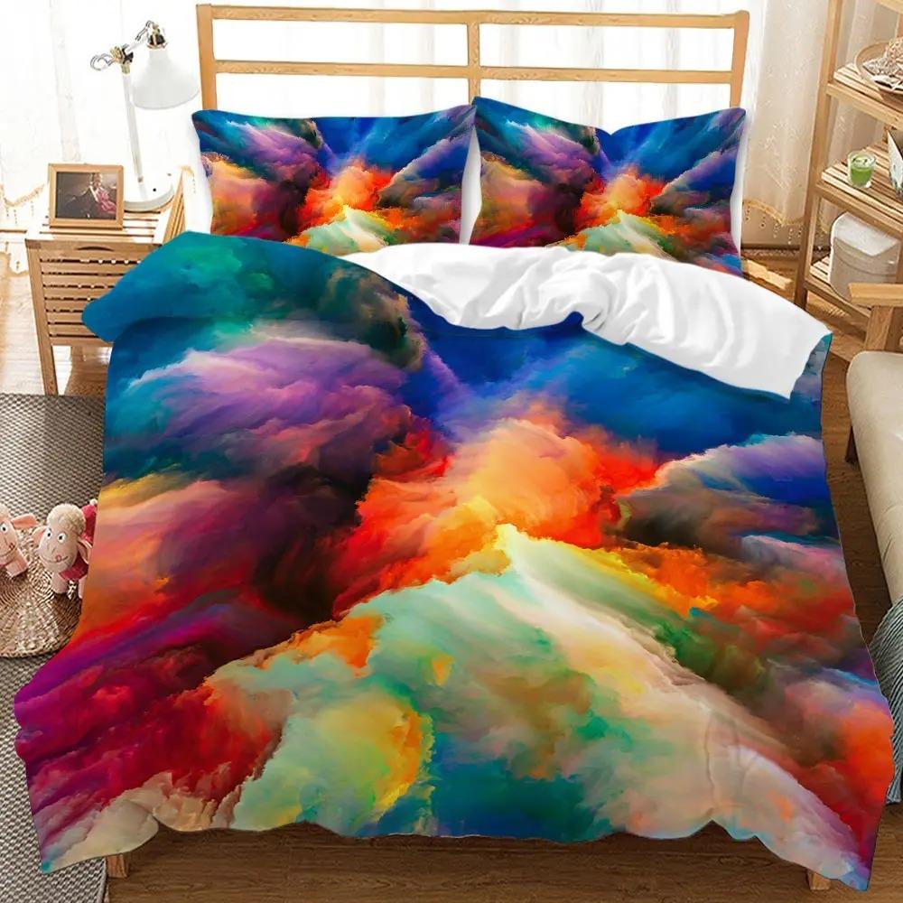 Набор пододеяльников Мраморный Tie Dye Синий Оранжевый Современное искусство Абстракция Твин Двуспальный Queen King Микрофибра Одеяло