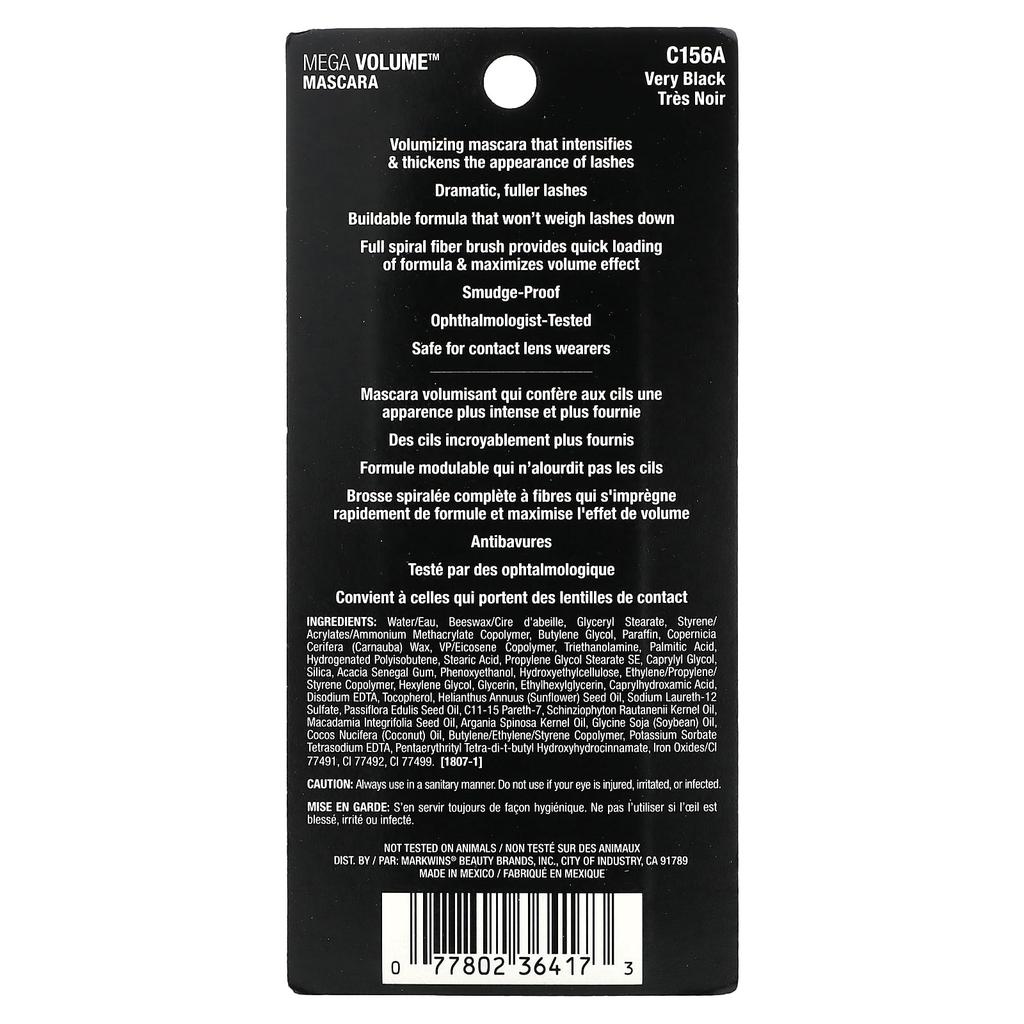 Wet N Wild Mega Volume Mascara, C156A Berry Black, 0.21 Fl Oz (6 Ml)