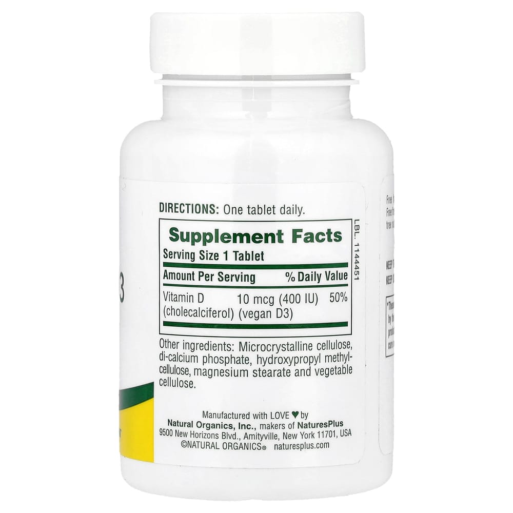 Nature's Plus Water Dispersible Vitamin D3 10mcg (400IU) 90 Tablets