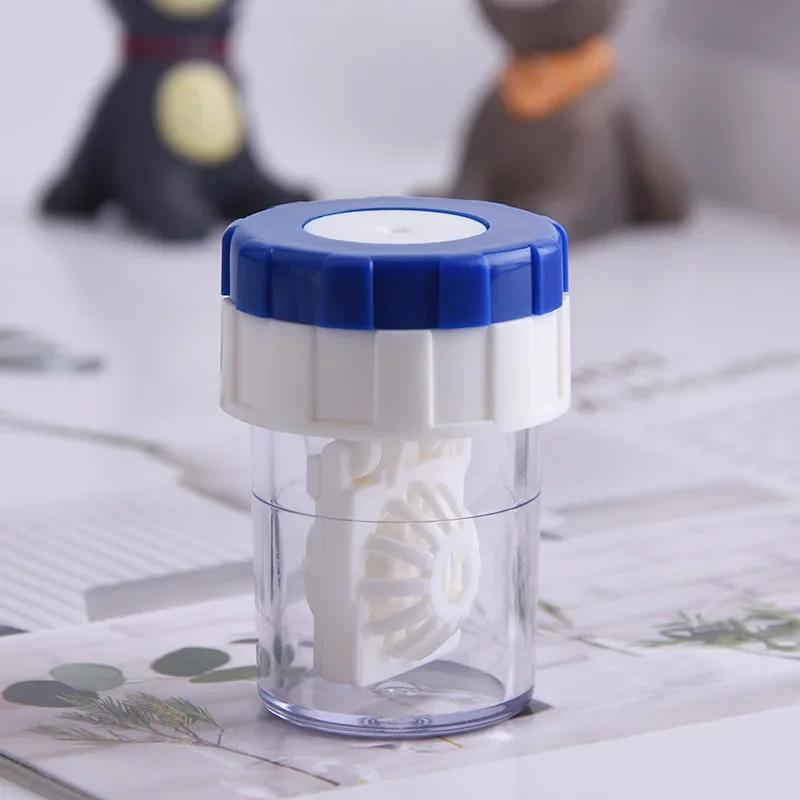 Women Mini Manual Contact Lens Cleaner Pink Blue Case Box Eye Contact Lenses Plastic Container Storage Holder Cleaning Tools