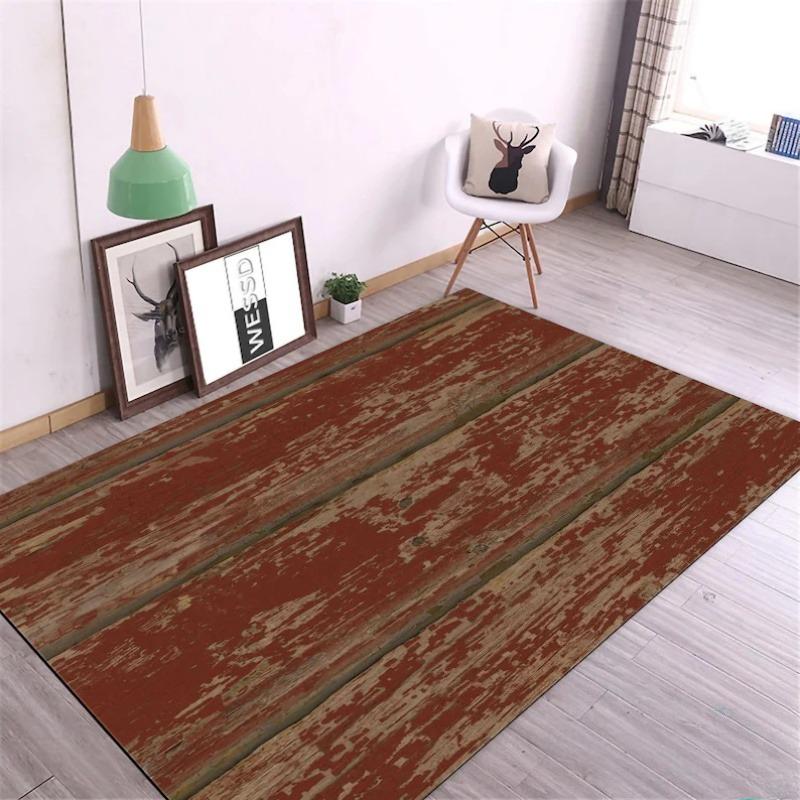 Rustic Wood Plank Area Rug for Living Room Bedroom Vintage Floor Mat Non-slip Carpet Modern Farmhouse Decor Large Size Rug