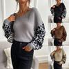 Vintage Fashion Elegant Casual Autumn Women's Thin Section Round Neck Knit Pullover Leopard Print Sweater Women