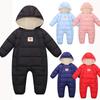 Зимний комбинезон для мальчиков и девочек, теплое стеганое пальто с капюшоном, куртка-пуховик для детей от 0 до 18 месяцев