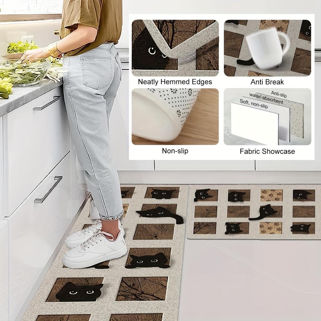 1 шт. Коврики для двери с рисунком кошек-пазлов, Кухонные коврики, Нескользящий поп-дизайн, Коврики для гостиной, Коврик для ванной, Ковер для дома, Декор для раковины, Прачечной