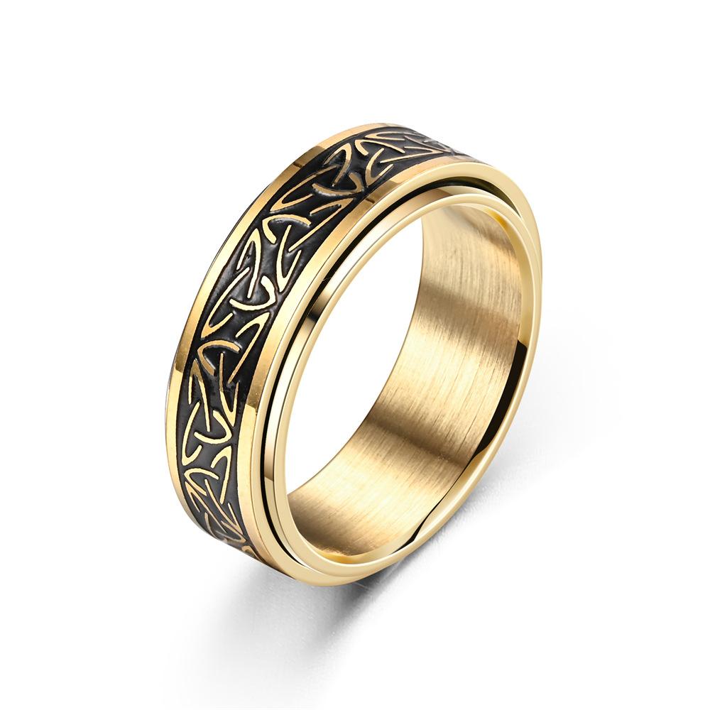 Антистрессовое кольцо на палец Мужское Нержавеющая сталь Viking Персонажи Эмаль Вращающееся Кольцо для контроля тревожности Bague Homme
