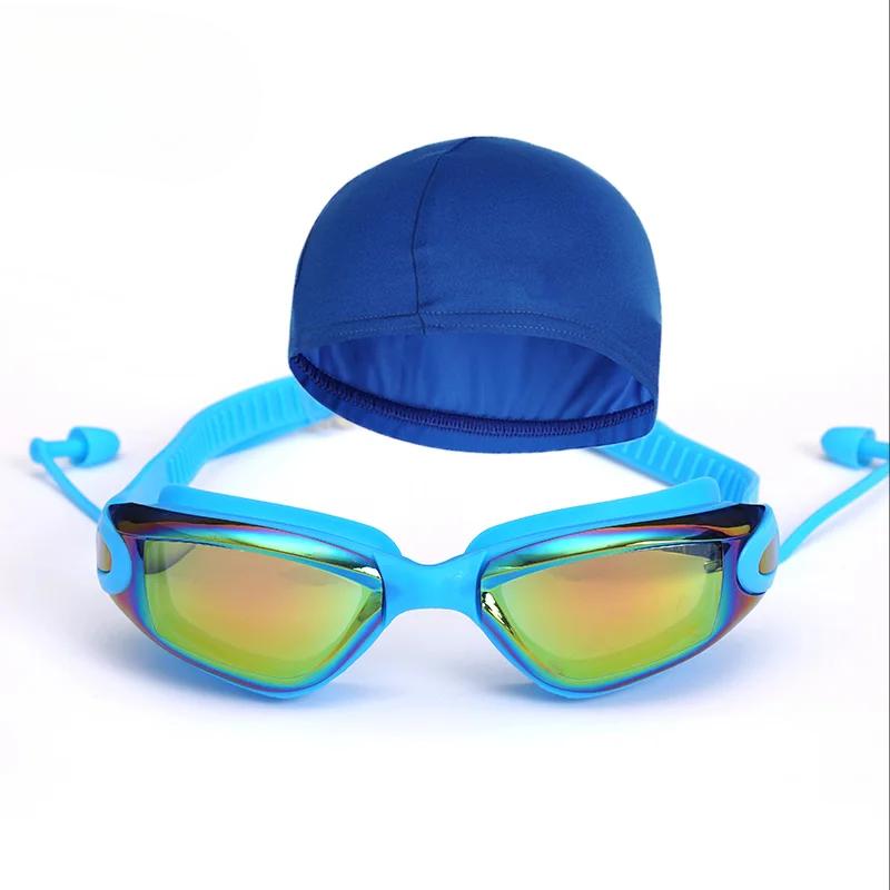 Swimming Goggles Swimming Ear Plugs Professional Waterproof Glasses HD Anti-Fog UV Silicone Adjustable Glasses Men Clear Goggles