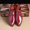 2024 Vintage Design Men's Fashion Print Plus Size Patent Leather Business Dress Shoes Mens Casual Lace-up Flats Sizes 37-48