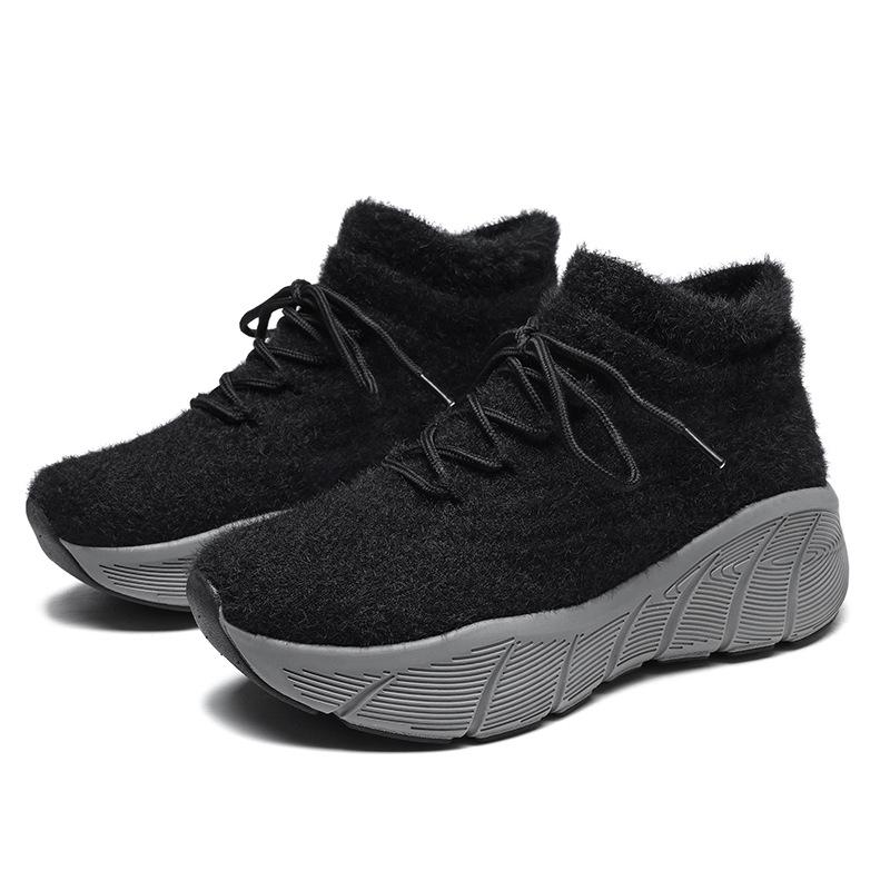Осень и зима новая замшевая носочная обувь теплая и бархатная толстоподошвенная для пар уличная повседневная обувь из летучего трикотажа обувь больших размеров