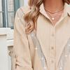 Women Shirt Lapel Long Sleeve Buttons Placket Shirt with Rhinestones Tassel Solid Color