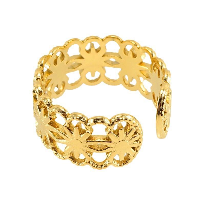 Новое модное кольцо из титановой стали с полым дизайном, нишевое простое женское трендовое открывающееся регулируемое кольцо