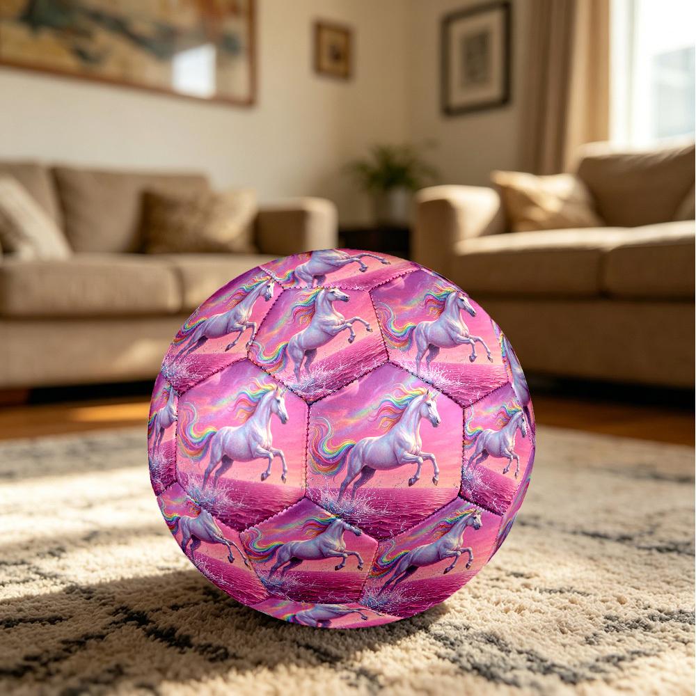 1pc Rainbow Unicorn Fantasy Theme Soccer Ball Football, Size 5, Lightweight PVC, Durable Outdoor Training Soccer Ball, Gift m61491