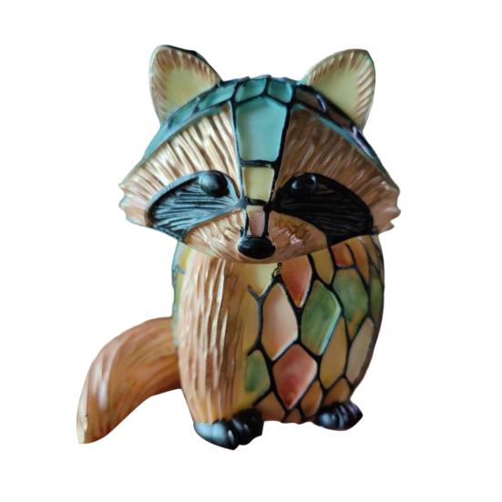 Animal Ornament Night Light Cat Lamp Stained Glass Resin Statue Decorative Desk Lamp Home Desktop Decor