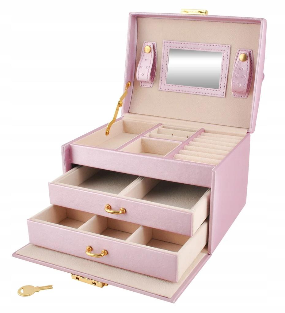 Pink Jewelry Box with Mirror for a Girl Gift