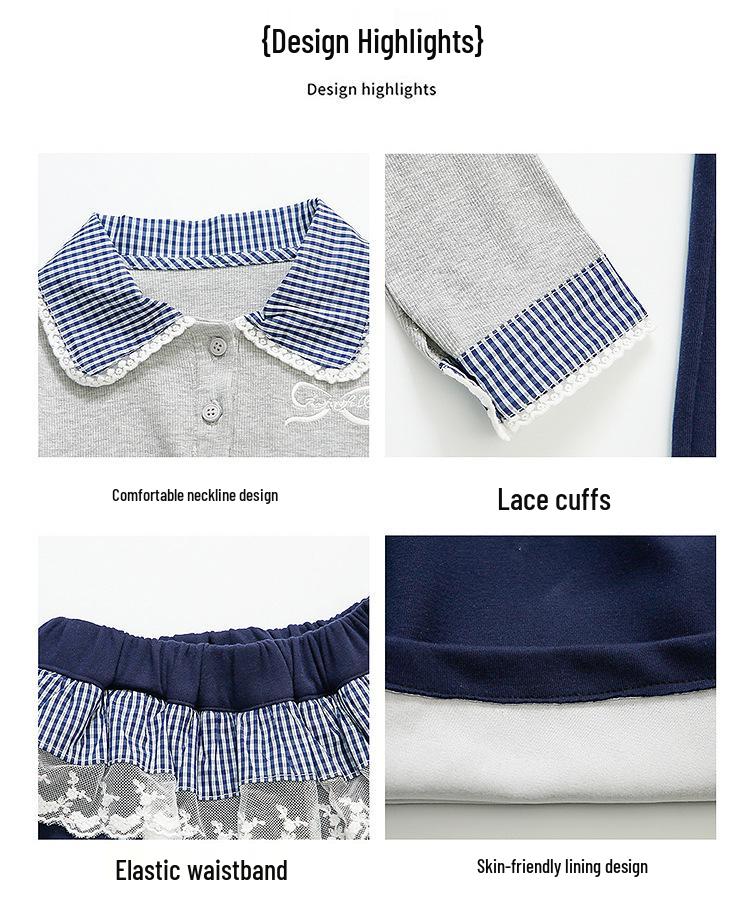 Сладкий комплект толстовки в корейском стиле с бантом для девочек на осень 2025 - Стильный костюм-двойка для маленьких девочек