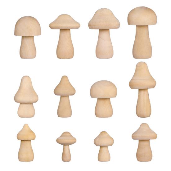Wooden Mushroom DIY Mushroom Ornament Unfinished Mini Kids Toy for Home