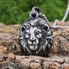 Cool Mens Stainless Steel Lion King Head Pendant Necklace Silver For Men