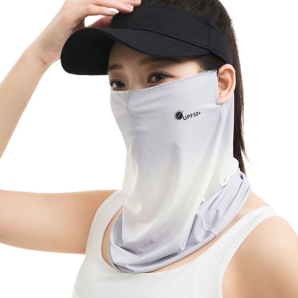 Letter Sunscreen Face Veil Breathable Neckline Face Cover Thin Summer Ice Silk Face Mask Hiking