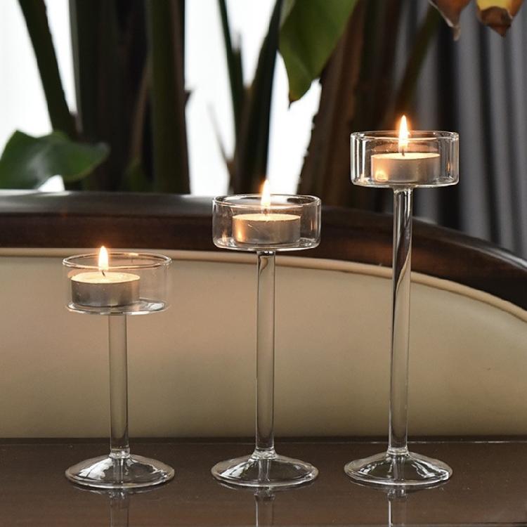 Подсвечник для votive свечей Стеклянный Прозрачный Подставка для чайной свечи Элегантный Длинноногий Подсвечник Центральный элемент стола Свадебный Декор