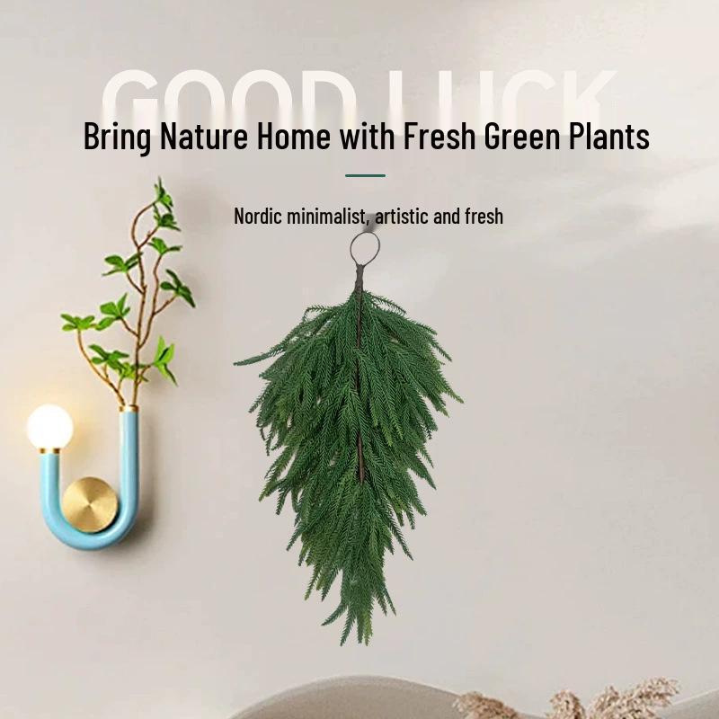 Upside Down Norfolk Pine Needle Wall Hanging Christmas Tree Decoration, European Style