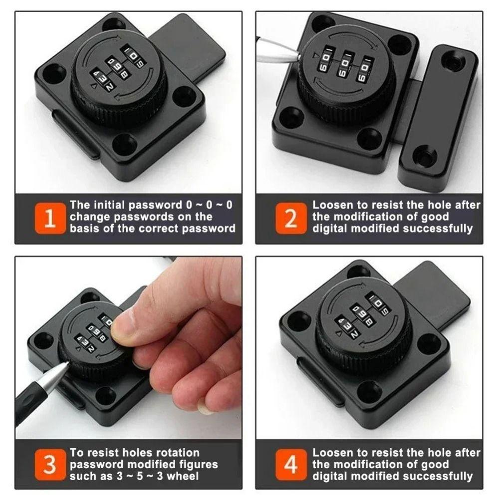 Anti-Theft Password Lock with 3 Digits No Keys Needed Cabinet Door Lock Door Hardware