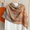 Deep Khaki 30% Silk 70% Wool Scarf Shawl Printed New Brand Fall Winter Women Triangle Silk Wool Scarves Wraps 130*200cm