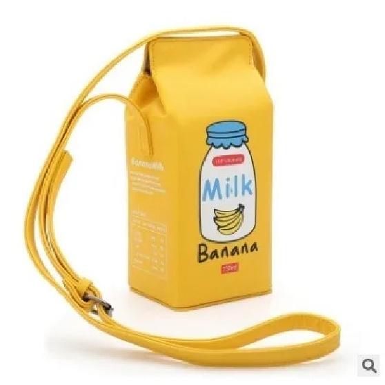 New Printing Friut Milk Beverage Bottle PU Women Shoulder Bags Mini Wallet Bags Small Korean Version Mini-Bag