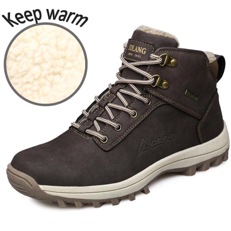 Мужские зимние теплые зимние ботинки на меховой подкладке, ботинки на шнуровке, уличные альпинистские, прогулочные, водонепроницаемые кроссовки