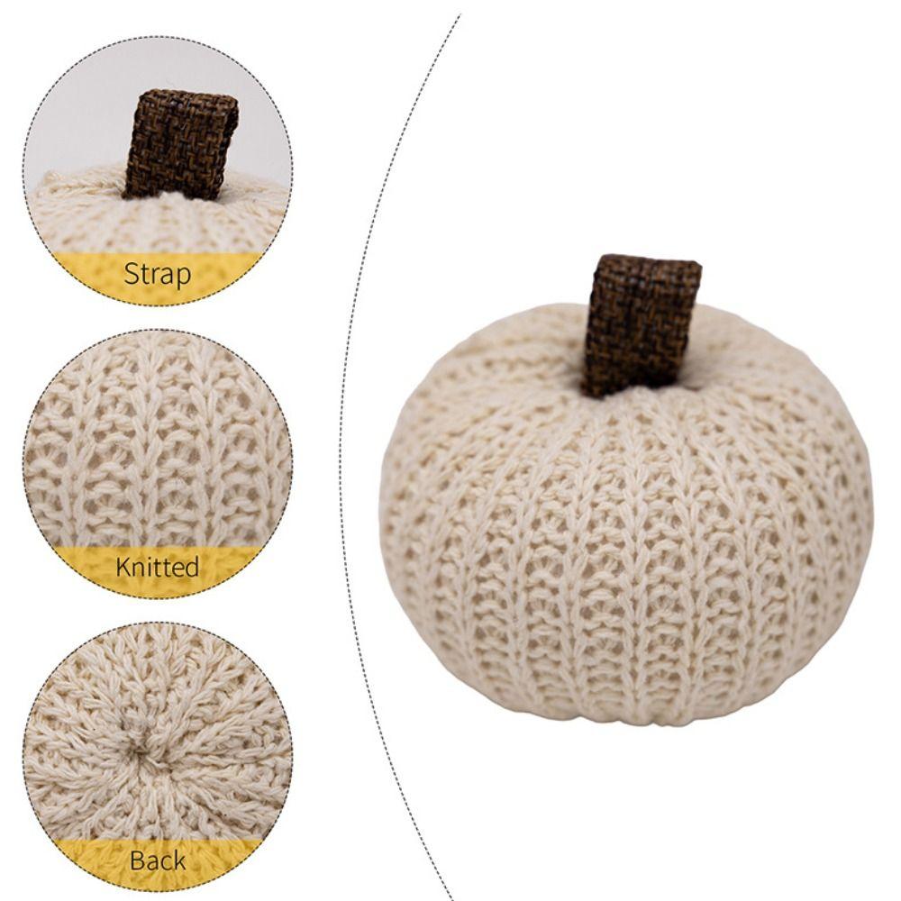 6Pcs Knitted Fabric Fall Harvest Pendant DIY Craft Fabric Pumpkin Decor Thanksgiving Decor