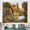 Art Deco Blanket Curtain Home Bedroom Living Room Decor Psychedelic Forest Cabin Pond Wall Tapestry