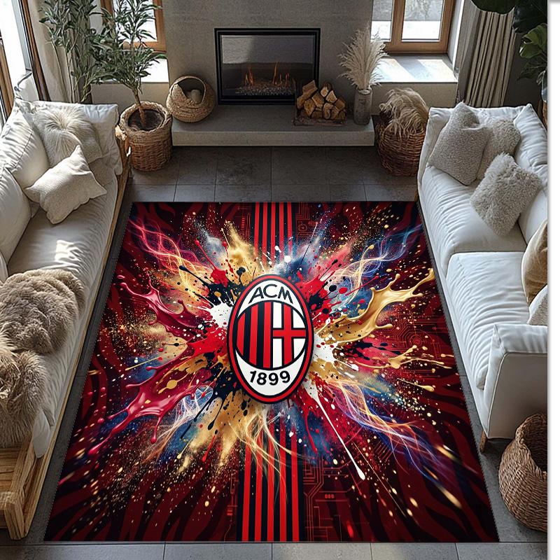 Фланелевый ковер с принтом AC Milan, нескользящий, мягкий, из полиэстера, для пола, декоративный коврик для спальни, гостиной, дивана, игровой комнаты, домашний декор