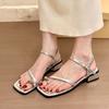 Fashion Leather Flip Flops Low Heels Elegant Summer Shoes Chic Concise Slingback Party Dating Party Modern Women Sandals