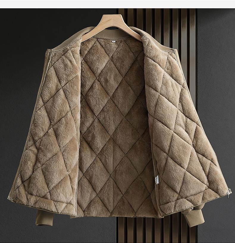 Men's Thickened Flannel-Lined Cotton Jacket - Autumn/Winter, Loose Fit, Plus Size, Warm Base Layer Outerwear