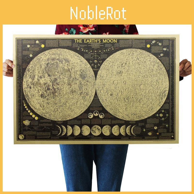Вневременной Ретро Большой Винтажный Бумажный Постер Карты Мира Луны Земли Уникальная Настенная Карта