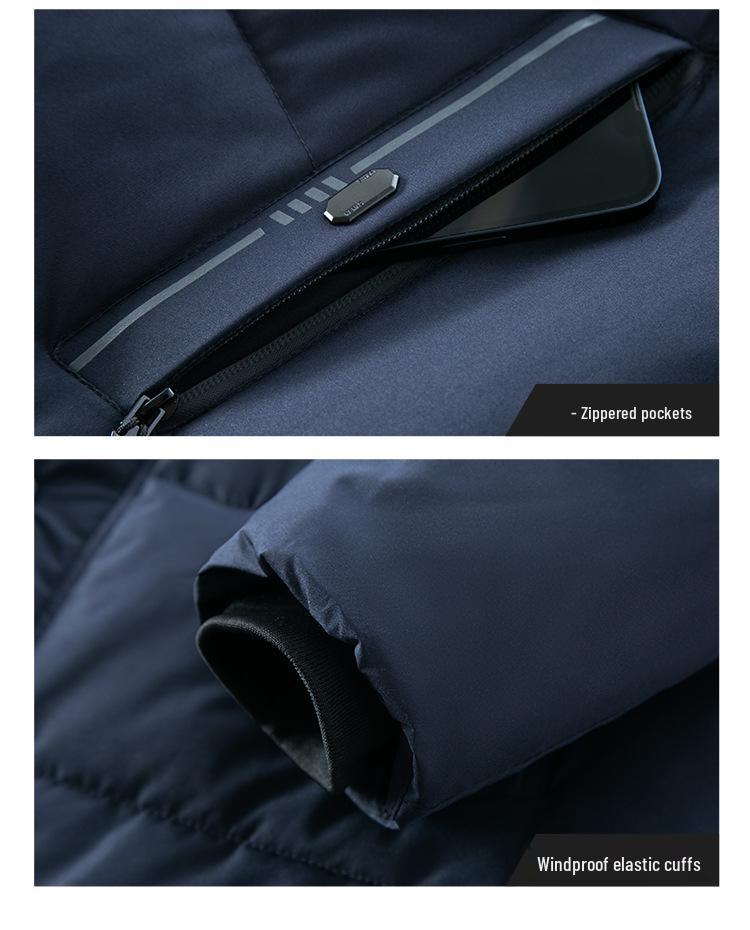 Мужская зимняя куртка 2025 года с высоким ворсом, теплая, из хлопка, со съемным капюшоном, для делового стиля среднего и пожилого возраста.