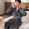 Extra Long Men's Coral Fleece Bathrobe - Thick, Warm, Fleece-Lined Flannel Homewear Pajamas.