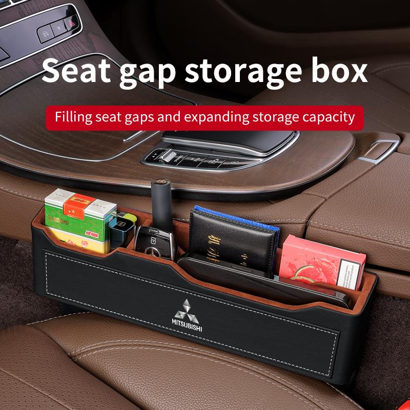 Car Seat Gap Organizer Seat Crevice Slot Storage Box For Mitsubishi Outlander Pajero Lancer Evolution X Ralliart Asx L200 Triton TX1