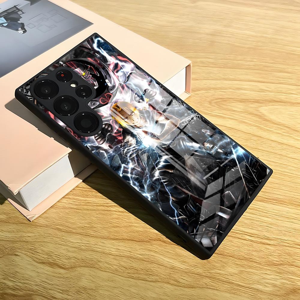 Чехол для телефона F-FULLMETAL A-ALCHEMIST для S25 Ultra Samsung S24 Fe S22 S20 S23 21 Plus A54 A34 A53 A16 Стеклянная крышка