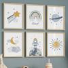 Sun Rainbow Moon Stars Planet Rocket Cartoon Explore Wall Art Canvas Painting Posters And Prints Pictures Baby Kids Room Decor