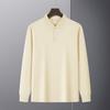 Мужская футболка-поло с длинным рукавом, с лацканами, светло-тарелочного цвета, футболка с длинным рукавом, для среднего и молодого возраста, деловая повседневная, свитер с длинным рукавом, базовая рубашка