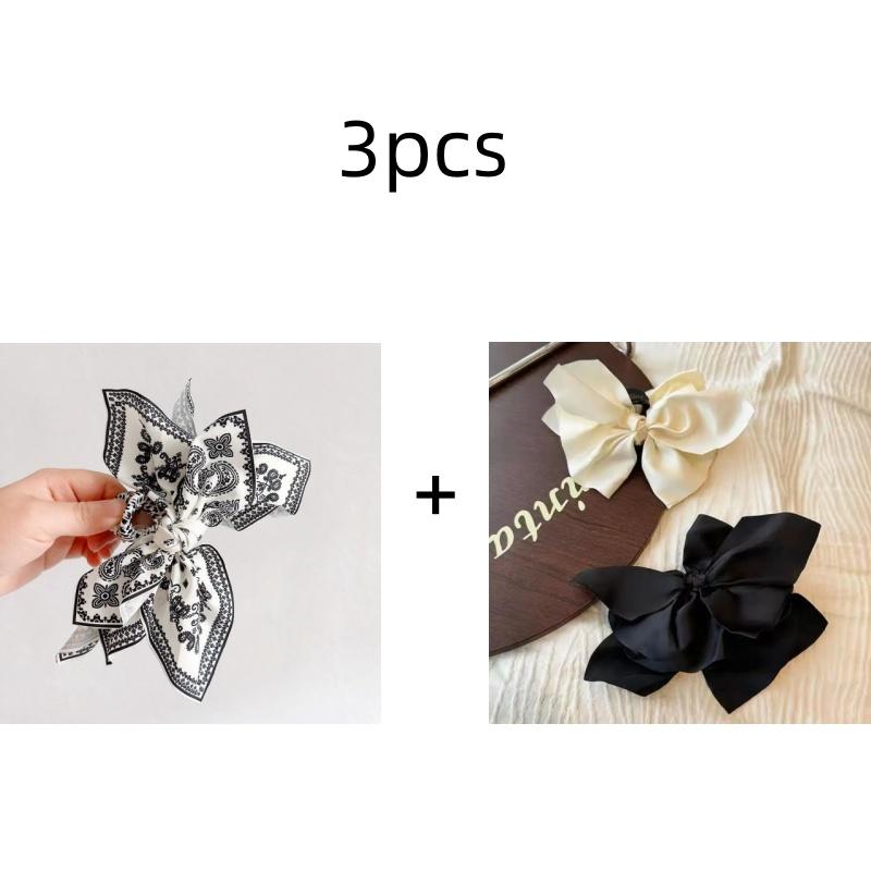 Simplicity Black and White Big Bow Hair Clip for Women Elegant Ponytail Clip Girl Hair Clamp Hair Accessories