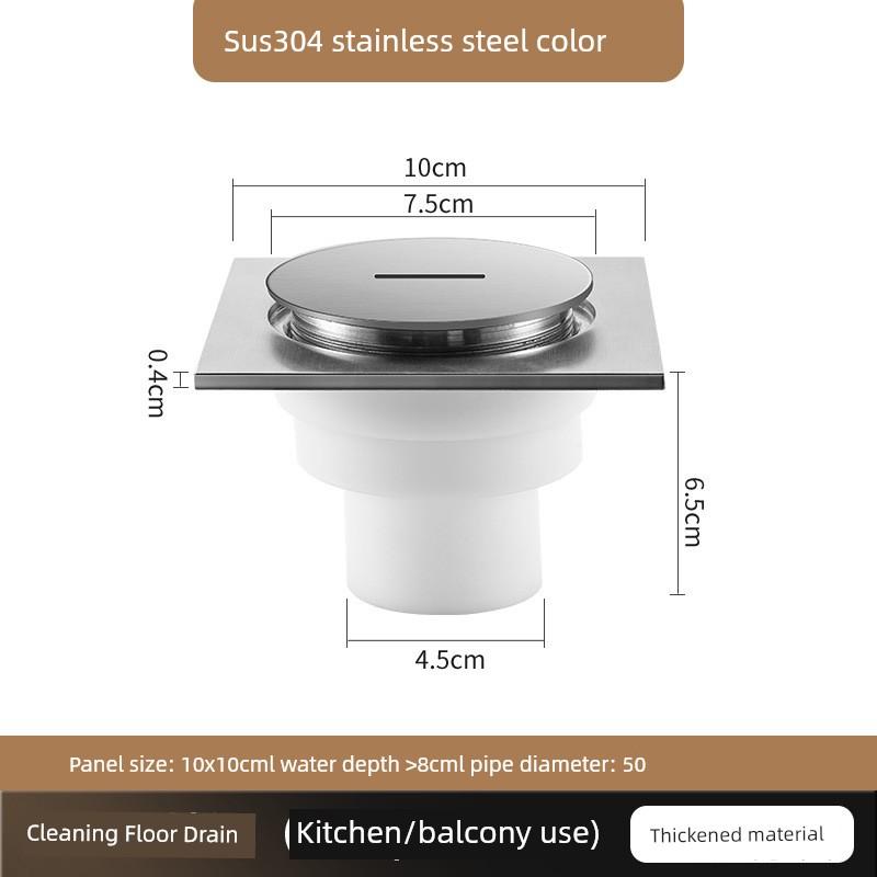 Thickened 304 Stainless Steel Cleaning Access Point for Floor Drain, Floor Cleaning Outlet, Balcony Kitchen Drain Pipe Inspection Port