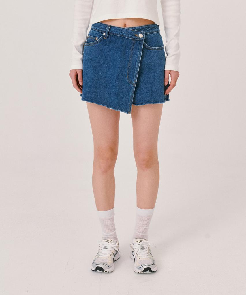 GRASPLAN Wrap Denim Shorts_Mid Blue