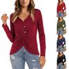 Весенне-осенняя новая модная женская свободная футболка с длинным рукавом и v-образным вырезом, повседневный топ с длинными рукавами больших размеров