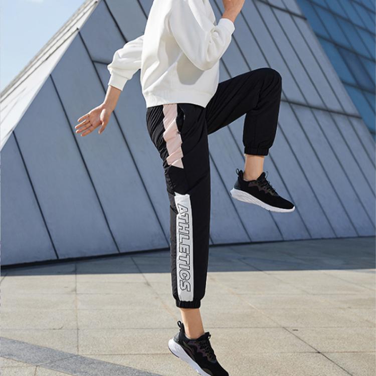 Женские свободные повседневные беговые брюки Li Ning, черные, розовые, AYKQ854-2