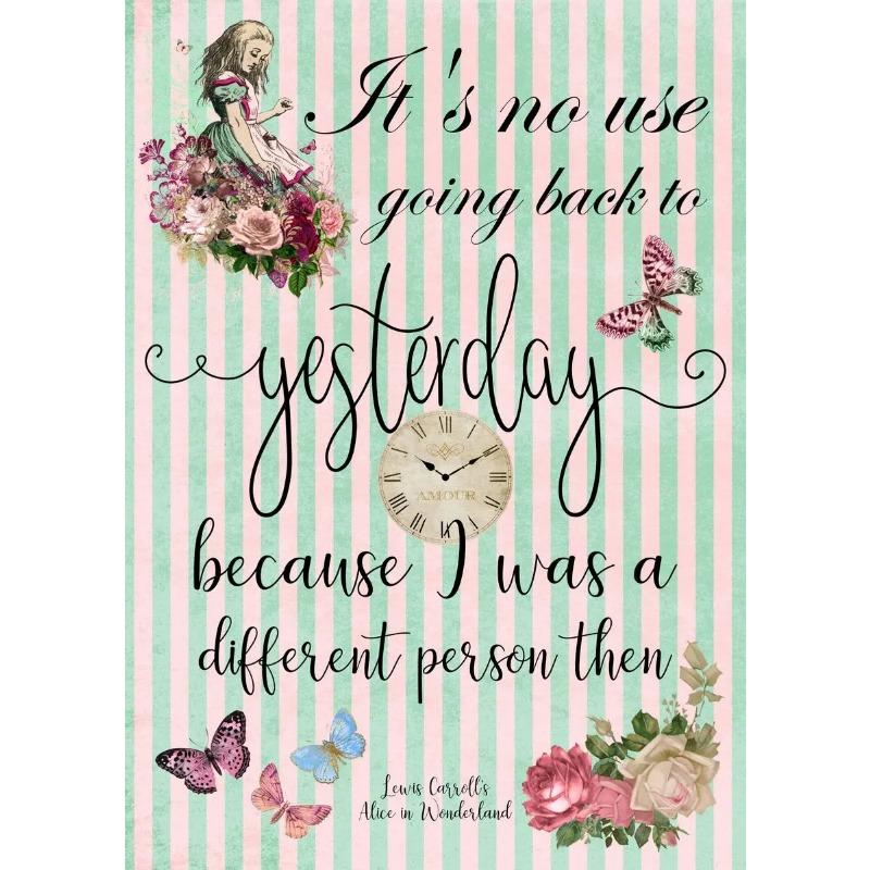 Cartoon Retro Colored Alice In Wonderland Inspirational Quote Poster Canvas Painting Wall Art for Living Room Kids Home Decor