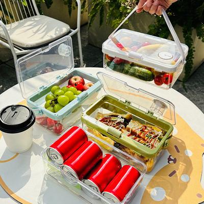 Crisper Box Двухслойное отделение с крышкой и ручкой Штабелируемые контейнеры-органайзеры Экономия места Прозрачный пищевой контейнер для кухни Фрукты Орехи Закуски