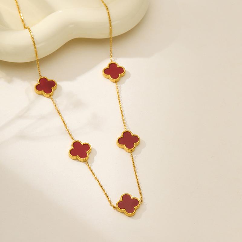 Four-leaf Clover, Five-flower Double-sided Mother-in-law Necklace, Light Luxury High-end Clavicle Chain Niche