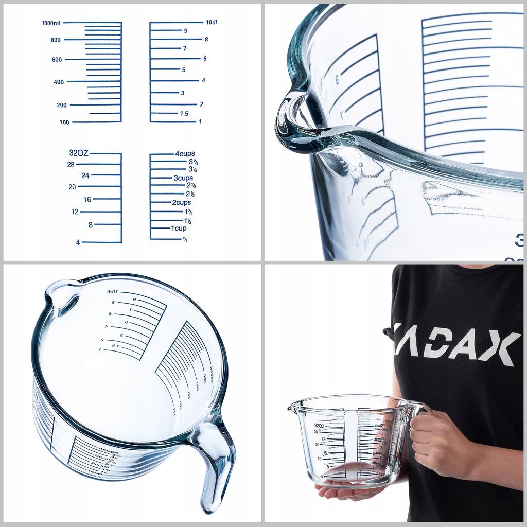 KADAX Кухонная мерная чашка-кувшин с мерной шкалой, стеклянный контейнер