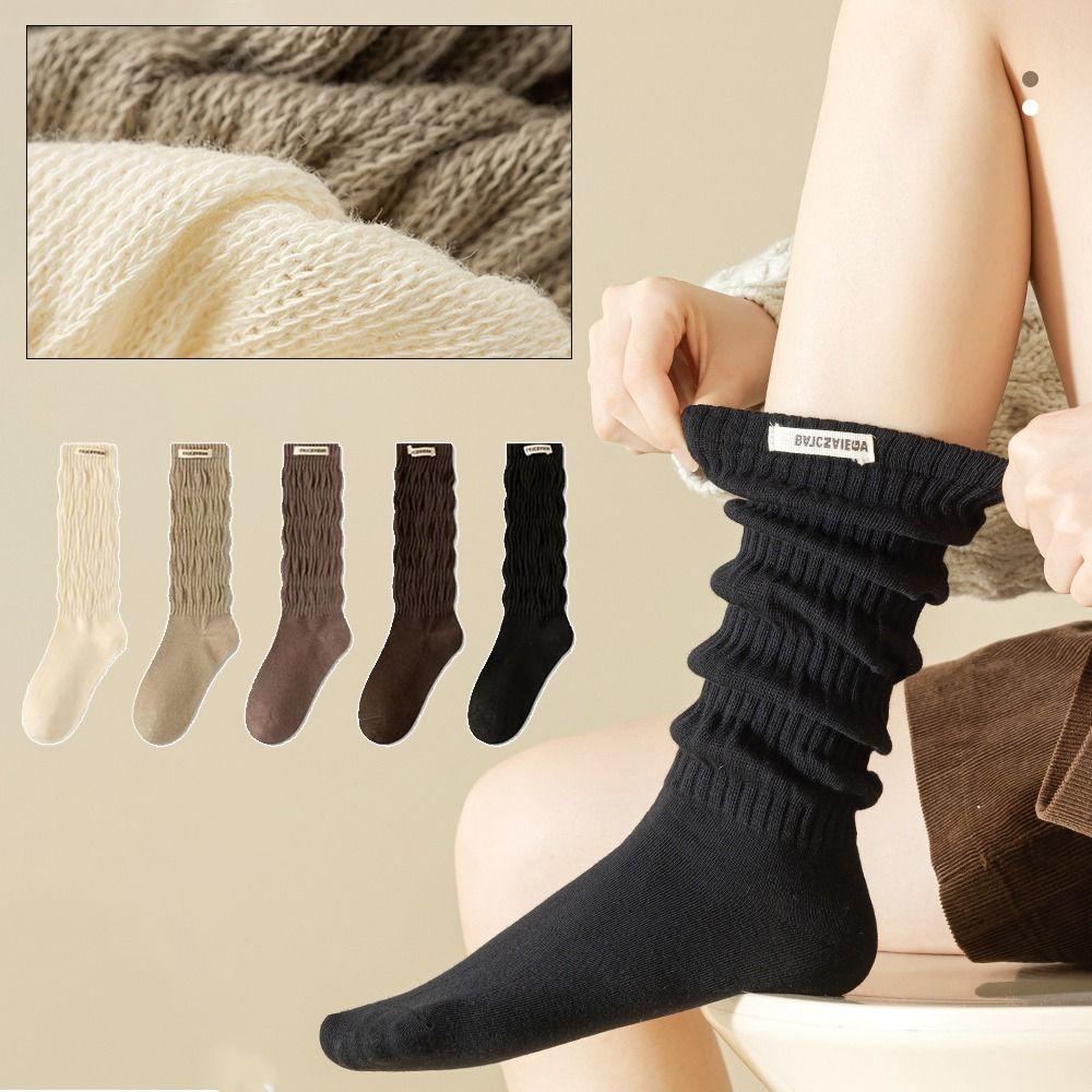 Elastic Tiered Piled Calf Socks Lolita Autumn Winter Long Socks Cute JK Stockings  for Women Girls