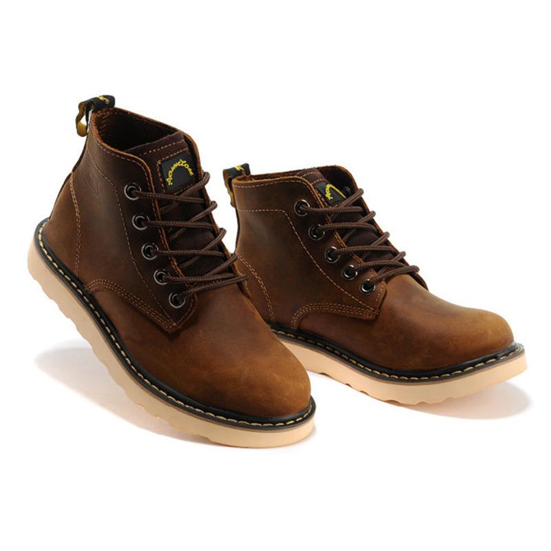 First Layer Cowhide Tooling Boots Genuine Leather Martin Boots Short Boots Outdoor Locomotive Boots Retro And Bare Boots Breathable Leather Boots